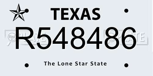 R548486 Texas License Plate