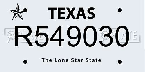 R549030 Texas License Plate