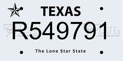 R549791 Texas License Plate