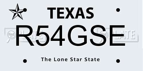R54GSE Texas License Plate