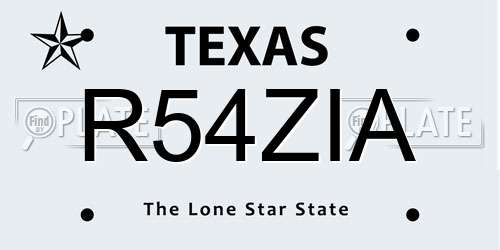 R54ZIA Texas License Plate