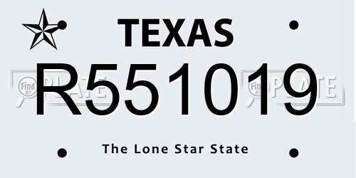 R551019 Texas License Plate