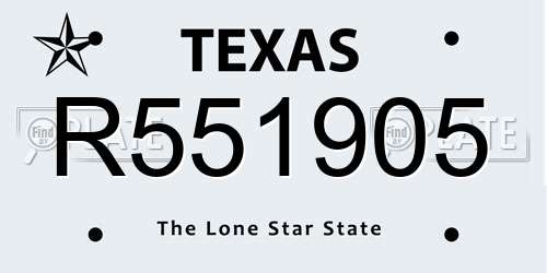 R551905 Texas License Plate