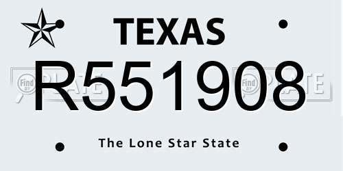 R551908 Texas License Plate