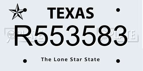R553583 Texas License Plate