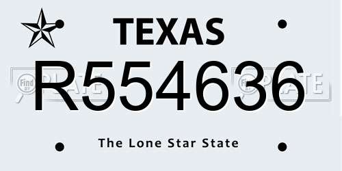 R554636 Texas License Plate