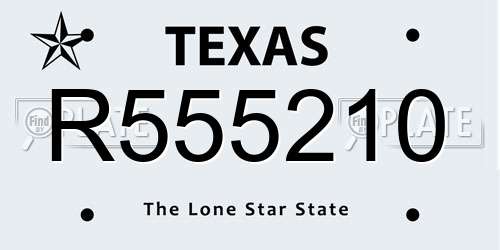 R555210 Texas License Plate