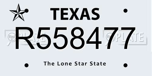 R558477 Texas License Plate