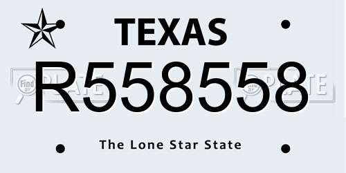 R558558 Texas License Plate