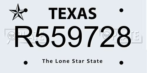 R559728 Texas License Plate