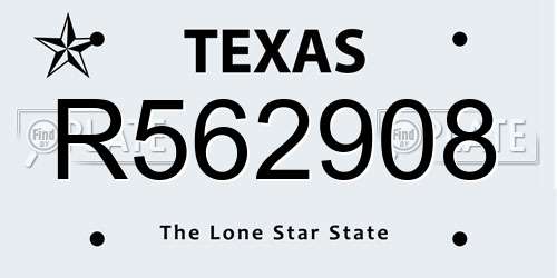R562908 Texas License Plate