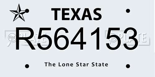 R564153 Texas License Plate