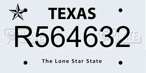 R564632 Texas License Plate