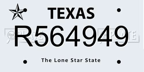 R564949 Texas License Plate