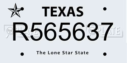 R565637 Texas License Plate