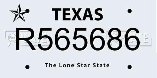 R565686 Texas License Plate