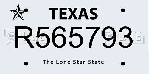 R565793 Texas License Plate