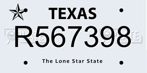 R567398 Texas License Plate