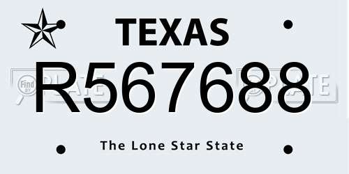 R567688 Texas License Plate