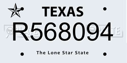 R568094 Texas License Plate