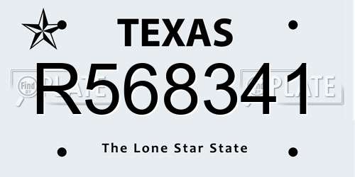 R568341 Texas License Plate