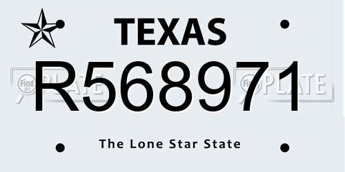 R568971 Texas License Plate