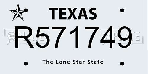 R571749 Texas License Plate