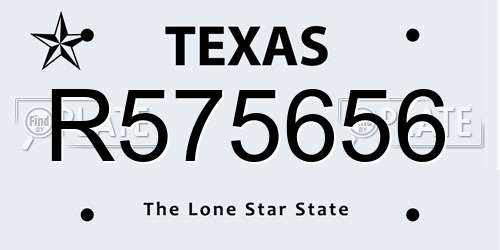 R575656 Texas License Plate