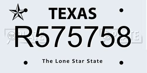 R575758 Texas License Plate