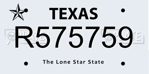 R575759 Texas License Plate