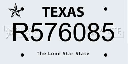 R576085 Texas License Plate