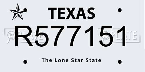 R577151 Texas License Plate