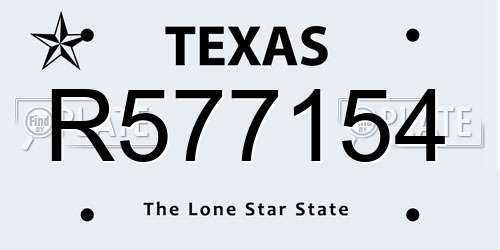 R577154 Texas License Plate