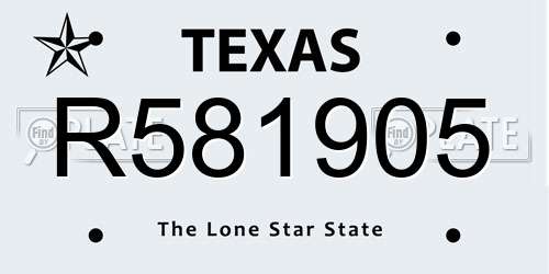 R581905 Texas License Plate