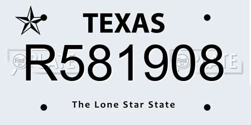 R581908 Texas License Plate