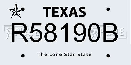 R58190B Texas License Plate