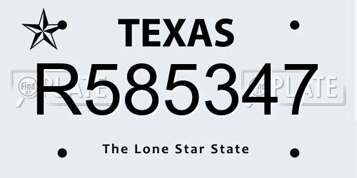 R585347 Texas License Plate