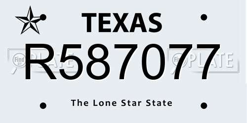 R587077 Texas License Plate