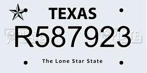 R587923 Texas License Plate