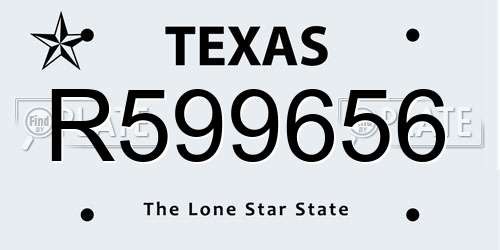 R599656 Texas License Plate