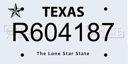 R604187 Texas License Plate