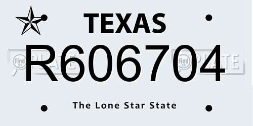 R606704 Texas License Plate