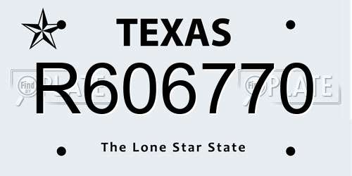 R606770 Texas License Plate