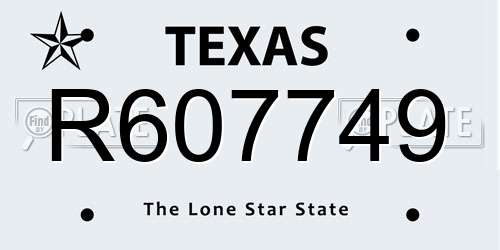 R607749 Texas License Plate