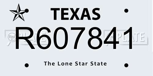 R607841 Texas License Plate