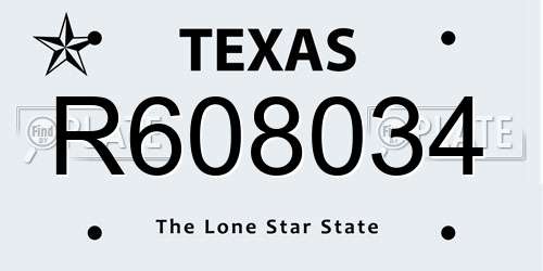 R608034 Texas License Plate