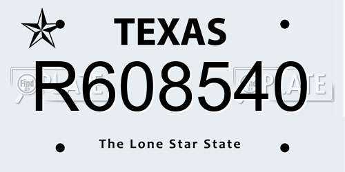 R608540 Texas License Plate