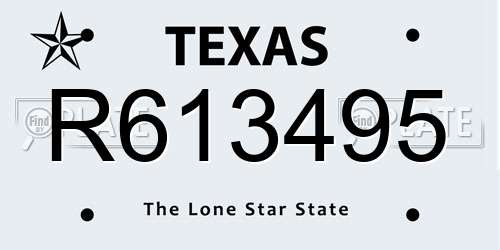R613495 Texas License Plate