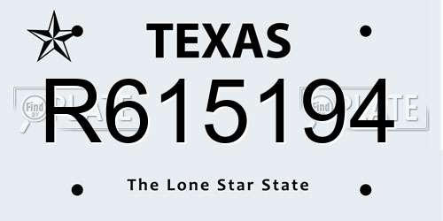 R615194 Texas License Plate