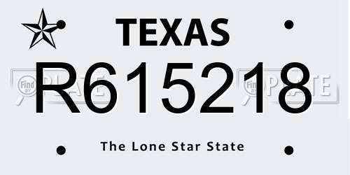R615218 Texas License Plate